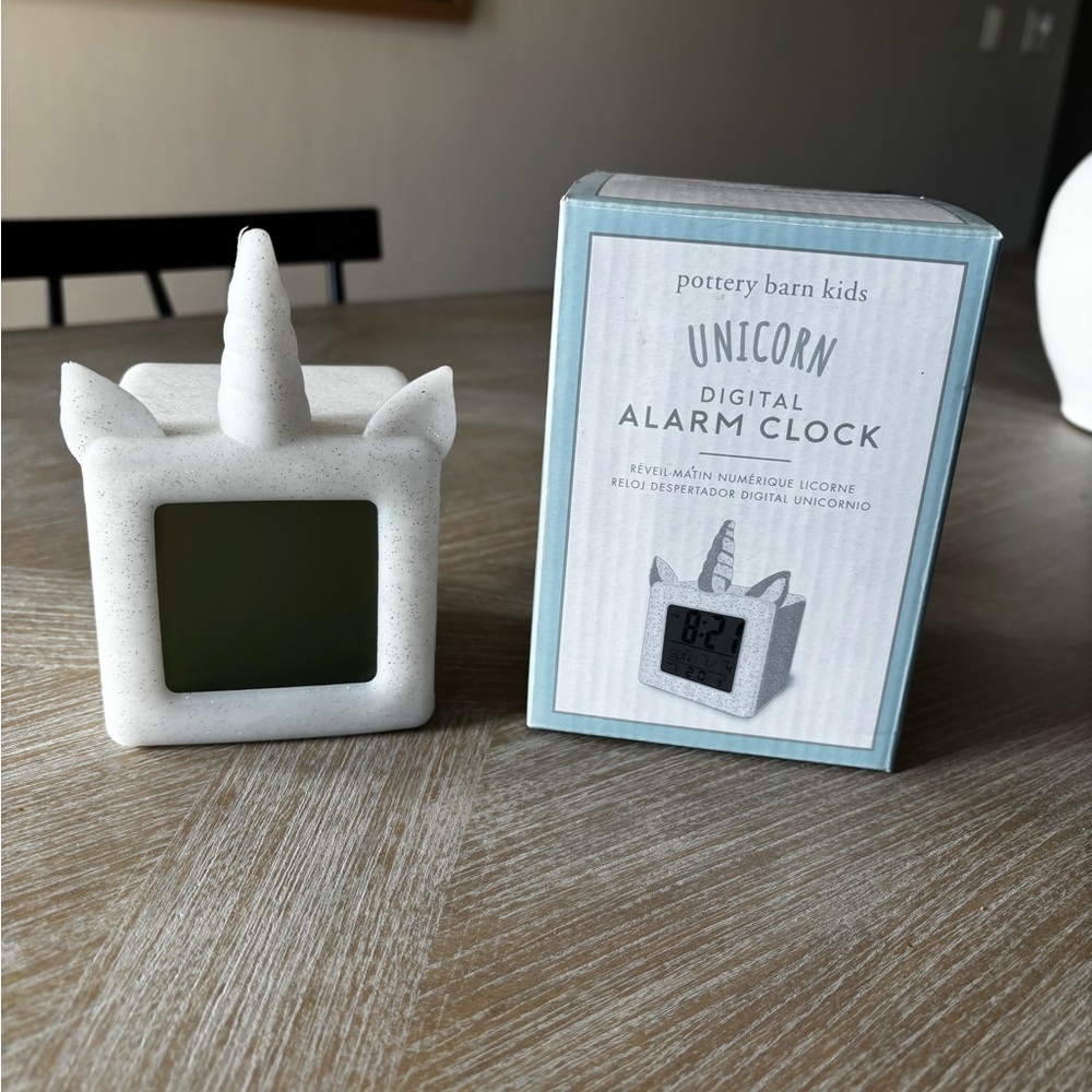 Pottery Barn Kids White Minimalist Unicorn Clock